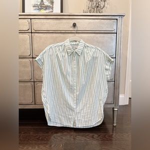 Madewell oversized light green striped shirt